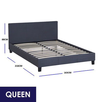 Milano Sienna Luxury Bed with Headboard (Model 2) - Charcoal No.35 - Queen Payday Deals