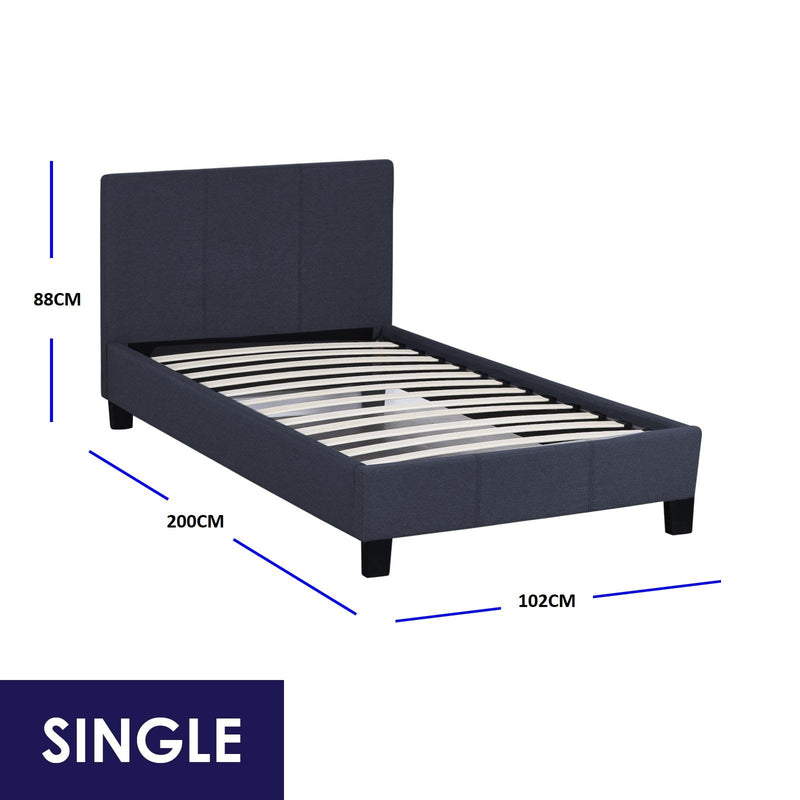 Milano Sienna Luxury Bed with Headboard (Model 2) - Charcoal No.35 - Single Payday Deals