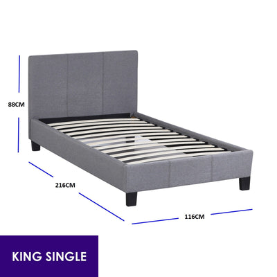 Milano Sienna Luxury Bed with Headboard (Model 2) - Grey No.28 - King Single Payday Deals