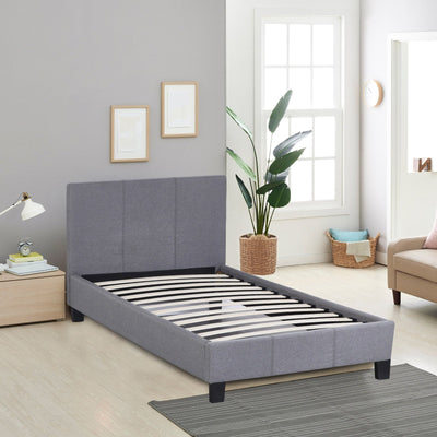 Milano Sienna Luxury Bed with Headboard (Model 2) - Grey No.28 - Single Payday Deals