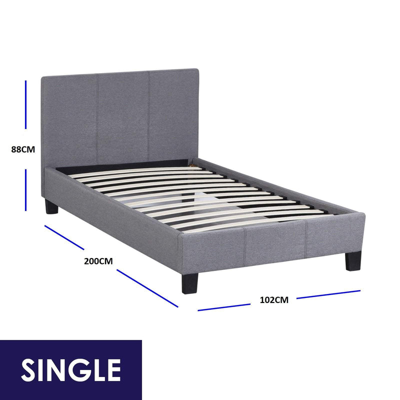 Milano Sienna Luxury Bed with Headboard (Model 2) - Grey No.28 - Single Payday Deals