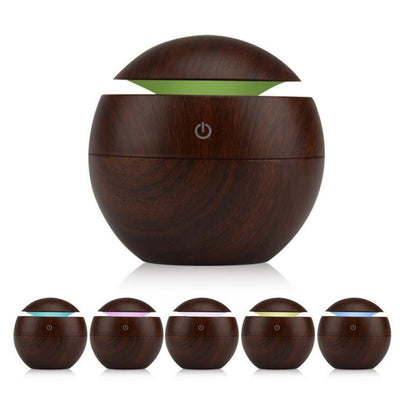 Milano Ultrasonic USB Diffuser with 10 Aroma Oils Humidifier LED Light 130ml 9.7 x 9.7 x 9.7cm Dark Wood Payday Deals