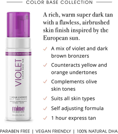 Minetan 200ml 1 Hour Express Tan Exotic European Onxy Foam Super Dark Violet Payday Deals