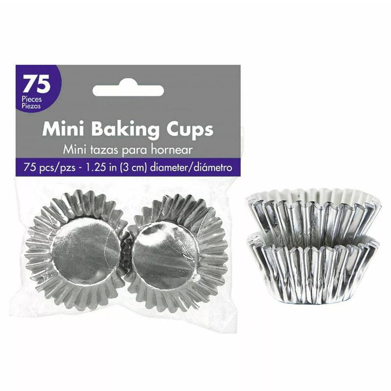 Mini Silver Foil Cupcake Cases Baking Cups 75 Pack Payday Deals