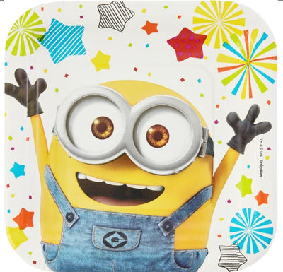 Minions Despicable Me Party Supplies Set of 8 Square Lunch Plates