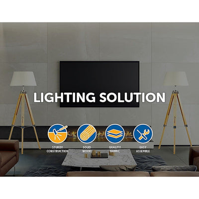 Modern Floor Lamp Wood Tripod Home Bedroom Reading Light 145cm Payday Deals