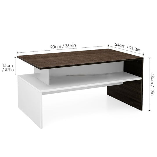 Modern White And Brown Wooden Coffee Table With Shelf Payday Deals