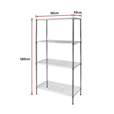 Modular Chrome Wire Storage Shelf 900 x 450 x 1800 Steel Shelving Payday Deals