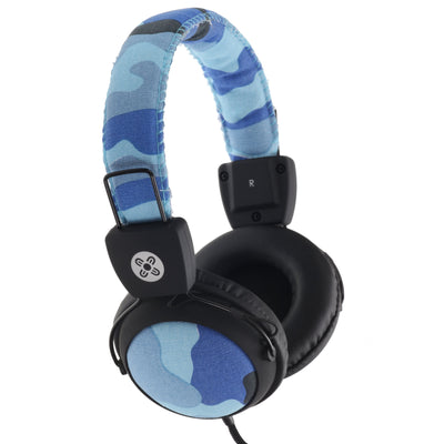 MOKI Camo In-line Mic Blue Headphones