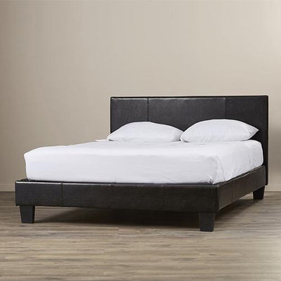 Queen Size Leatheratte Bed Frame in Black Colour with Metal Joint Slat Base