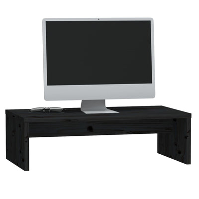 Monitor Stand Black 50x27x15 cm Solid Wood Pine Payday Deals