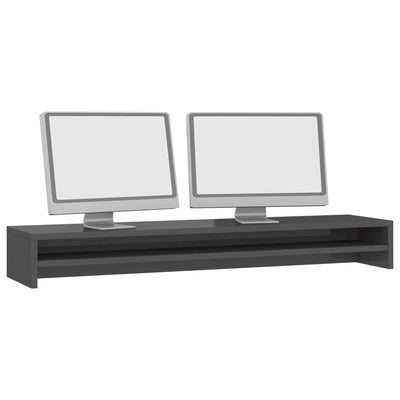 Monitor Stand High Gloss Grey 100x24x13 cm Engineered Wood Payday Deals