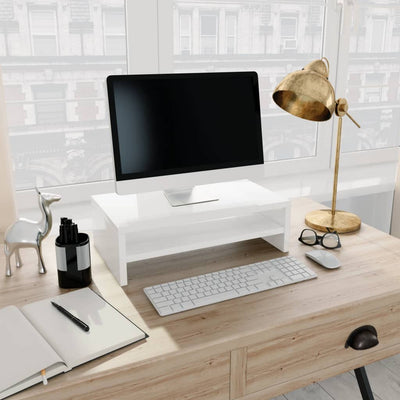 Monitor Stand High Gloss White 42x24x13 cm Engineered Wood Payday Deals
