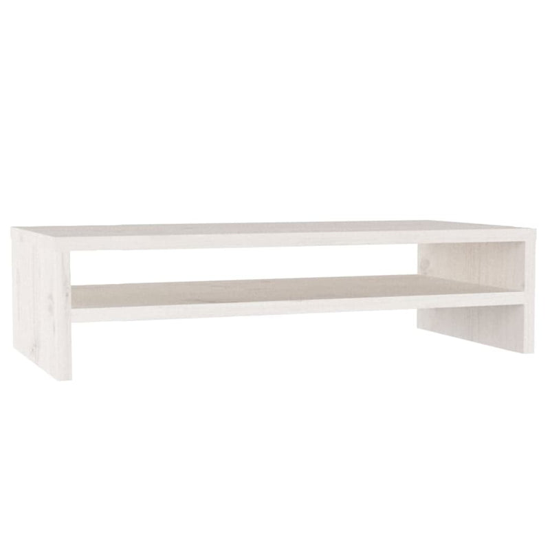 Monitor Stand White 50x24x13 cm Solid Wood Pine Payday Deals