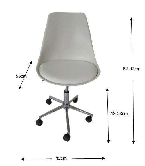 Mora white padded seat gas lift office chair