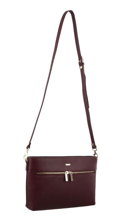 Morrissey Italian Structured Leather Cross Body Handbag (MO3028) Bag - Wine Payday Deals