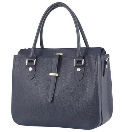 Morrissey Italian Women's Structured Leather Handbag Ladies Bag - Navy Payday Deals