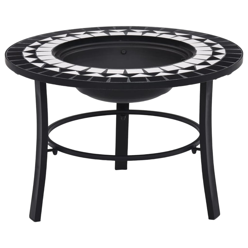 Mosaic Fire Pit Black and White 68cm Ceramic Payday Deals