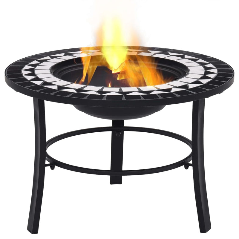 Mosaic Fire Pit Black and White 68cm Ceramic Payday Deals