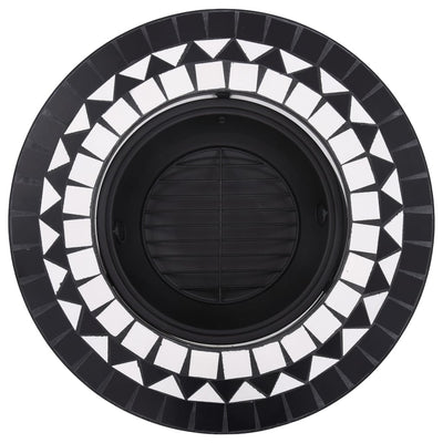 Mosaic Fire Pit Black and White 68cm Ceramic Payday Deals