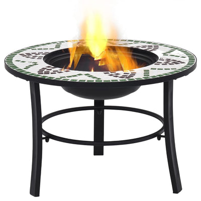Mosaic Fire Pit Green 68cm Ceramic Payday Deals