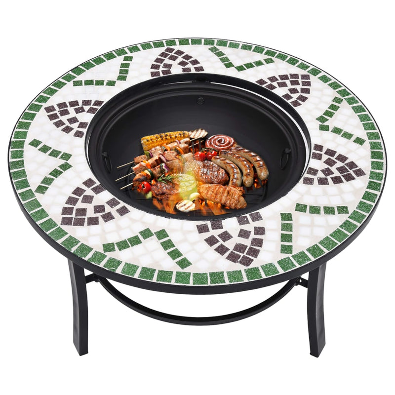 Mosaic Fire Pit Green 68cm Ceramic Payday Deals