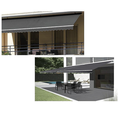 Motorised Outdoor Folding Arm Awning Retractable Sunshade Canopy Grey 3.0m x 2.5m Payday Deals