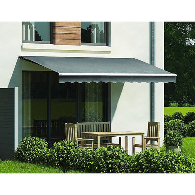 Motorised Outdoor Folding Arm Awning Retractable Sunshade Canopy Grey 4.0m x 2.5m Payday Deals