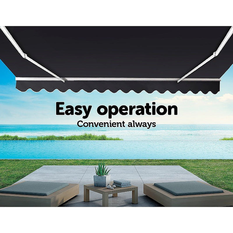 Motorised Outdoor Folding Arm Awning Retractable Sunshade Canopy Grey 4.0m x 2.5m Payday Deals