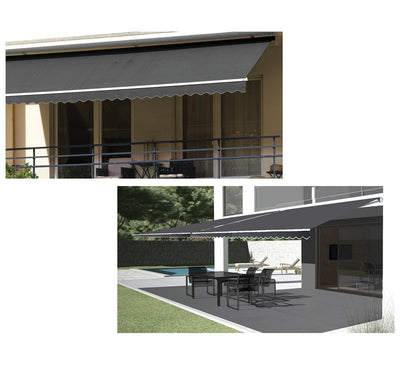 Motorised Outdoor Folding Arm Awning Retractable Sunshade Canopy Grey 4.0m x 3.0m Payday Deals