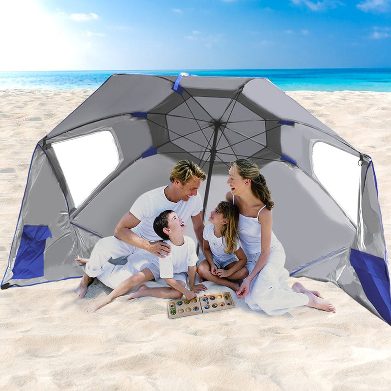 Mountview Beach Umbrella Outdoor Umbrellas Sun Shade Garden Shelter 2.33M Blue Payday Deals