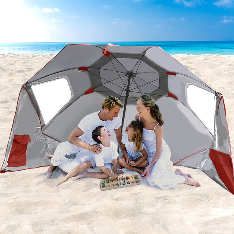 Mountview Beach Umbrella Outdoor Umbrellas Sun Shade Garden Shelter 2.33M Red Payday Deals