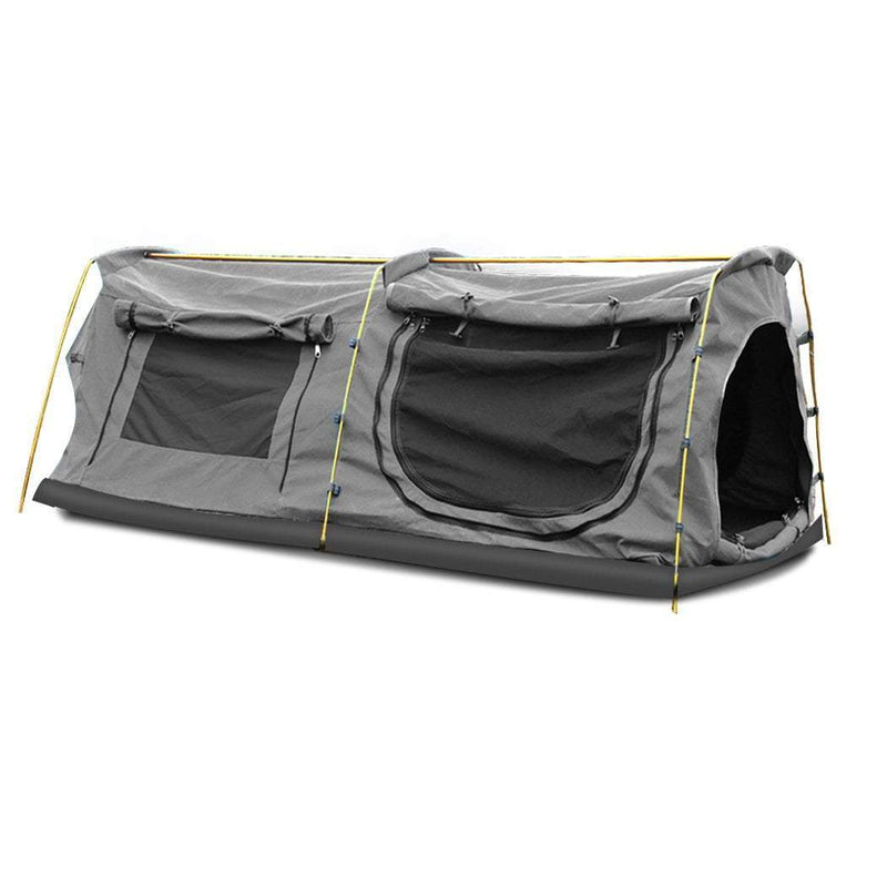 Mountview Double King Swag Camping Swags Canvas Dome Tent Hiking Mattress Grey Payday Deals