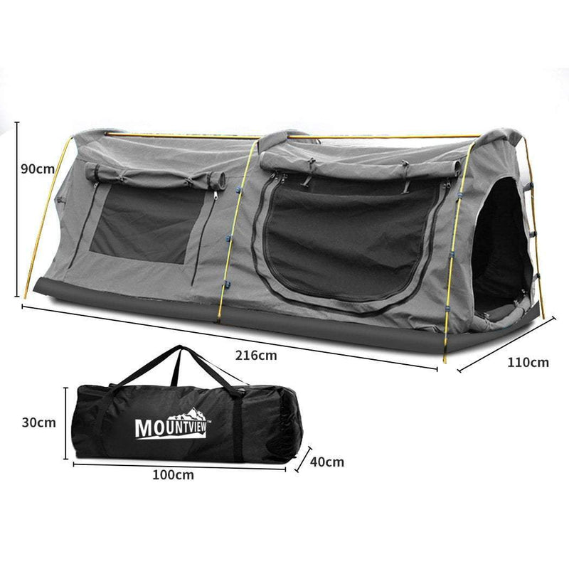 Mountview Double King Swag Camping Swags Canvas Dome Tent Hiking Mattress Grey Payday Deals