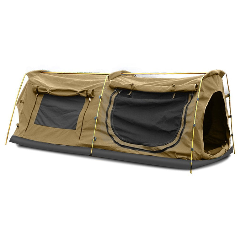 Mountview Double King Swag Camping Swags Canvas Dome Tent Hiking Mattress Khaki Payday Deals