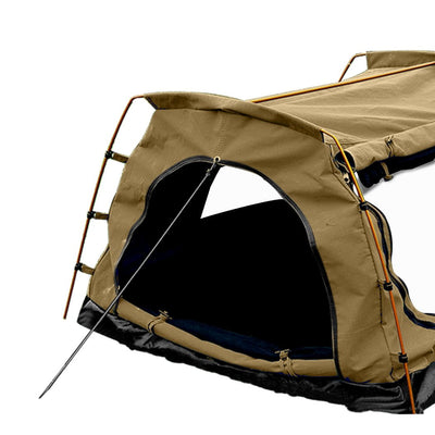 Mountview Double King Swag Camping Swags Canvas Dome Tent Hiking Mattress Khaki Payday Deals