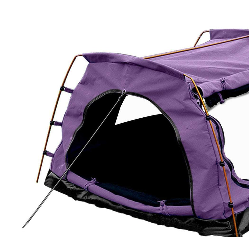 Mountview Double King Swag Camping Swags Canvas Dome Tent Hiking Mattress Purple Payday Deals