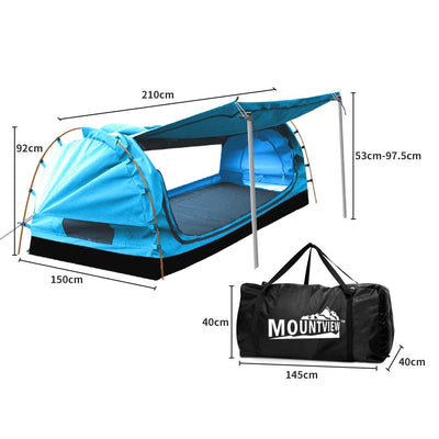 Mountview Double Swag Camping Swags Canvas Dome Tent Free Standing Navy Payday Deals