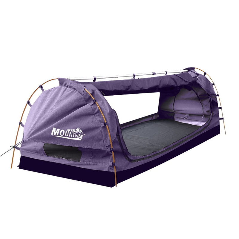 Mountview Double Swag Camping Swags Canvas Dome Tent Free Standing Purple Payday Deals