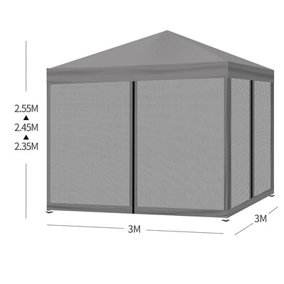 Mountview Gazebo 3x3 Marquee Pop Up Tent Outdoor Canopy Wedding Mesh Side Wall Payday Deals
