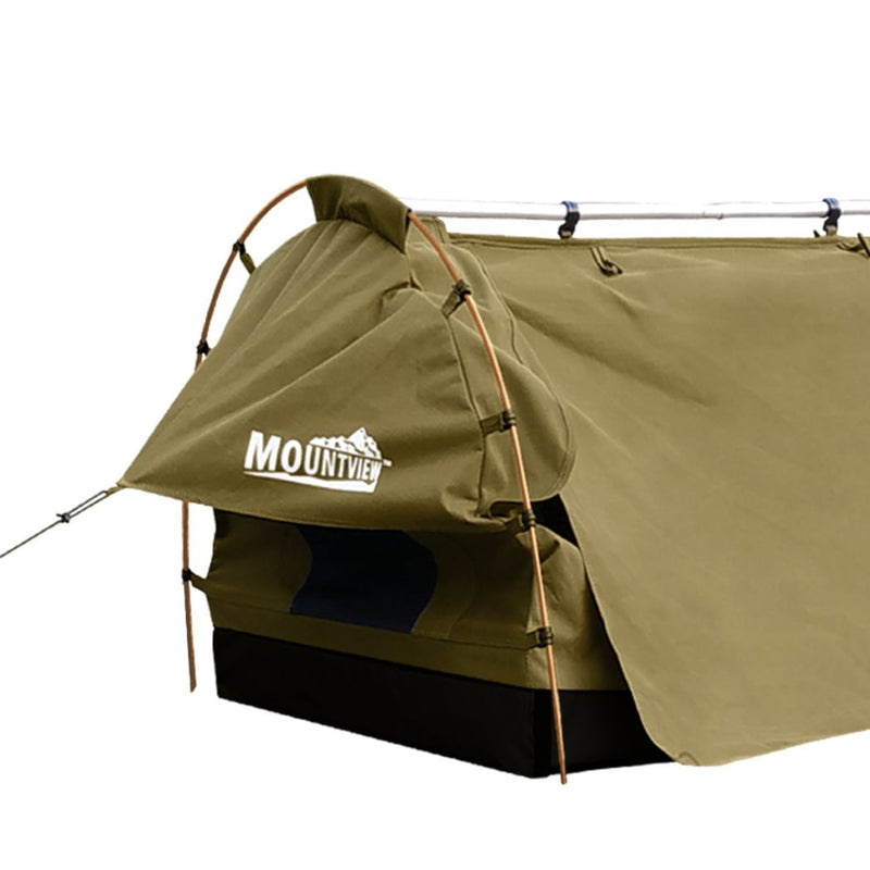 Mountview King Single Swag Camping Swags Canvas Dome Tent Free Standing Grey Payday Deals