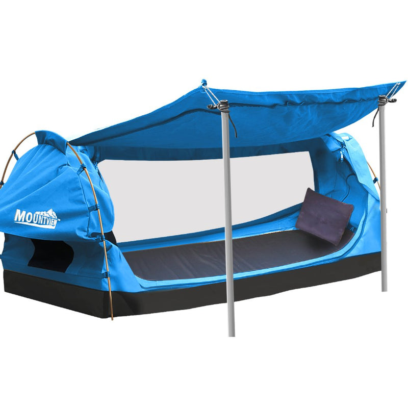 Mountview King Single Swag Camping Swags Canvas Dome Tent Free Standing Navy Payday Deals