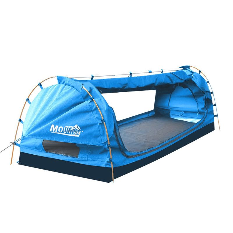 Mountview King Single Swag Camping Swags Canvas Dome Tent Free Standing Navy Payday Deals