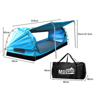 Mountview King Single Swag Camping Swags Canvas Dome Tent Free Standing Navy Payday Deals