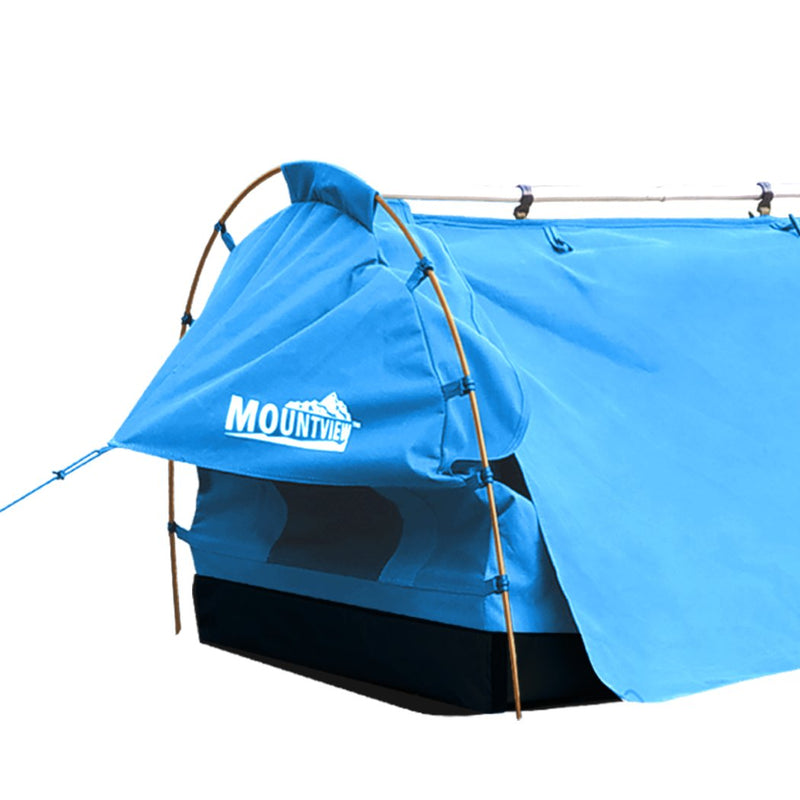 Mountview King Single Swag Camping Swags Canvas Dome Tent Free Standing Navy Payday Deals