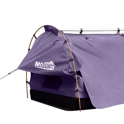 Mountview King Single Swag Camping Swags Canvas Dome Tent Free Standing Purple Payday Deals