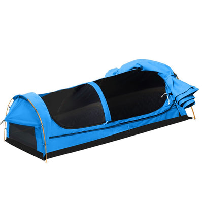 Mountview King Single Swag Camping Swags Canvas Dome Tent Hiking Mattress Blue Payday Deals