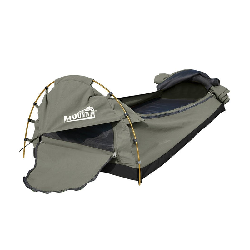 Mountview King Single Swag Camping Swags Canvas Dome Tent Hiking Mattress Grey Payday Deals