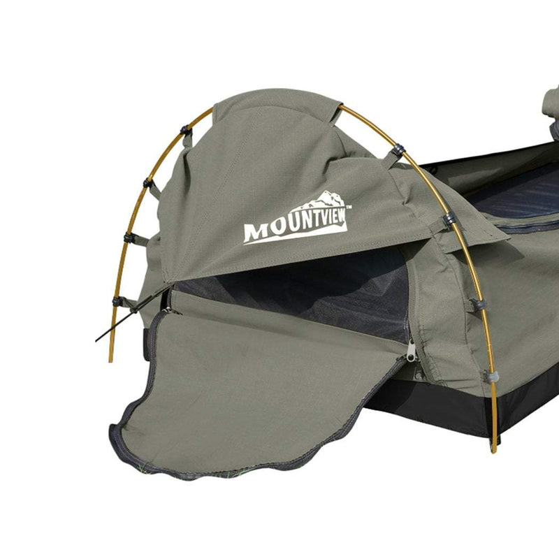 Mountview King Single Swag Camping Swags Canvas Dome Tent Hiking Mattress Grey Payday Deals