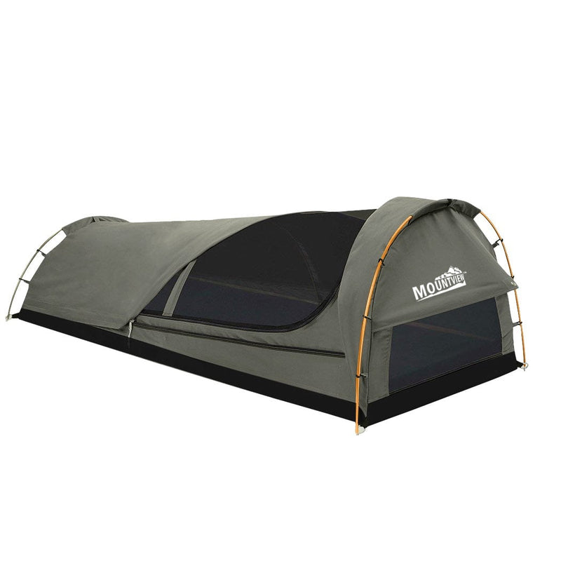 Mountview King Single Swag Camping Swags Canvas Dome Tent Hiking Mattress Grey Payday Deals